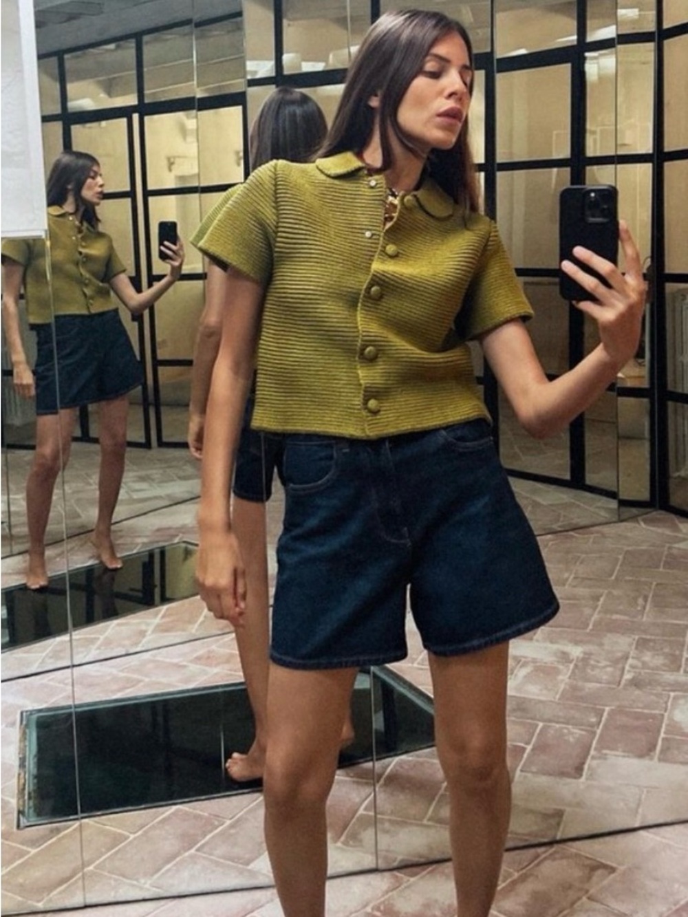 Zara / NWT Olive Green Short Sleeve Knit Cardigan
